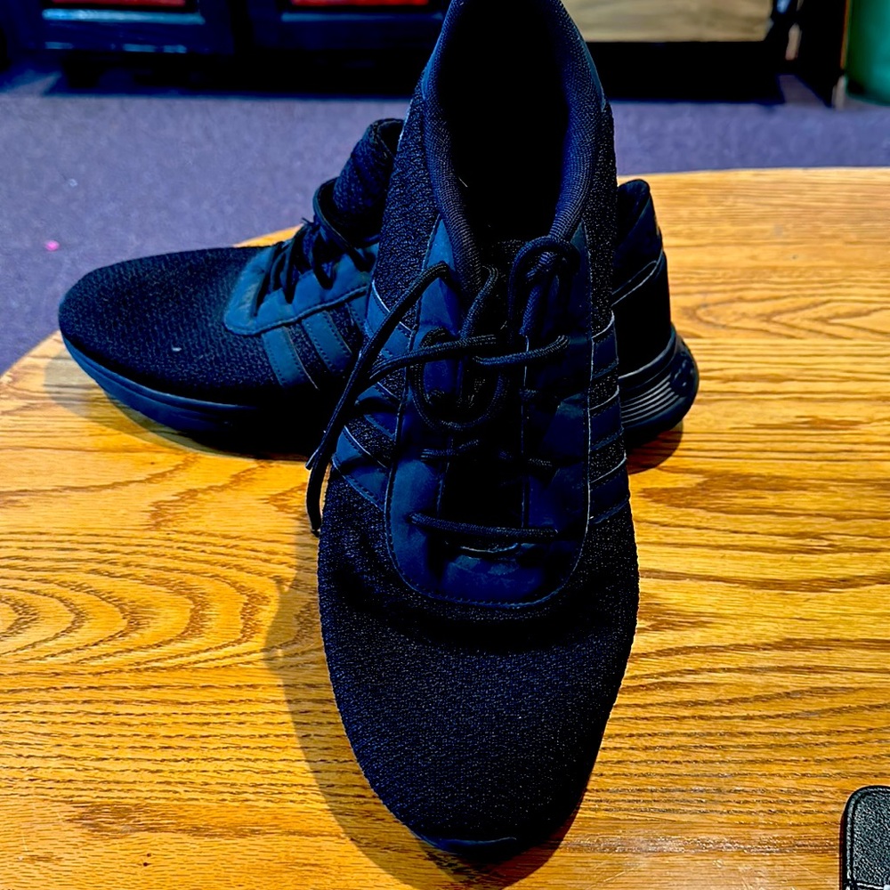 Adidas black on black athletic shoes size13